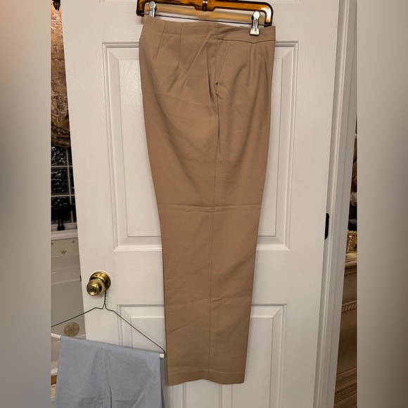 Talbots Woman 2 Pair:light blue/white stripe casual pants AND Tan slacks 12W - Picture 2 of 13